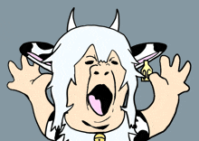 a cartoon of a cow with a bell around its neck