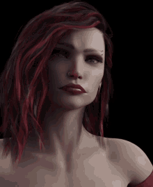 a woman with red hair has a nose ring on her nose