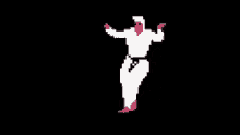 a pixel art drawing of a man in a white robe