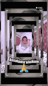 a picture of a girl with the words assalamu ' alaikum on the bottom