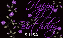 a happy birthday silisa card with purple flowers