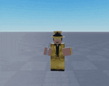 a cartoon character in a gold suit is holding a gun in front of a blue ball with a dollar sign on it