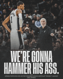 a poster for a basketball game that says we 're gonna hammer his ass on it