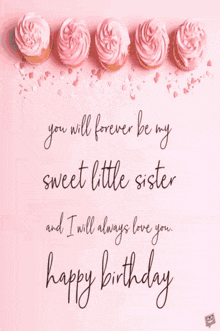 a birthday card for a little girl with pink cupcakes