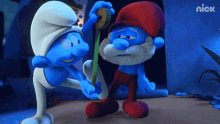 what are you doing papa smurf the smurfs let me check your size measuring