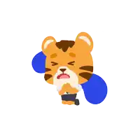 a cartoon of a tiger with the words maaf banget