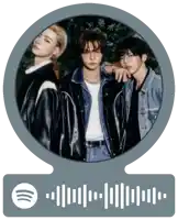 a spotify sticker with a picture of three men