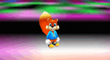 a cartoon squirrel in a blue jacket with the number 8 on it