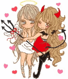 cute anime girls angel devil