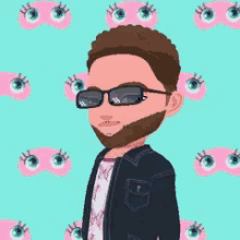 a cartoon character with a beard wearing sunglasses and a jacket