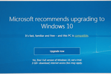microsoft recommends upgrading to windows 10 on a blue screen