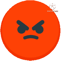 an orange circle with an angry face on it