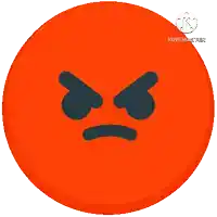 an orange circle with an angry face on it