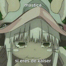 a cartoon of a girl with a hat on and the words `` si eres de kaiser '' .
