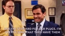 Michael Scott Nervous GIF - Michael Scott Nervous Ask The Steward For Ear Plugs GIFs