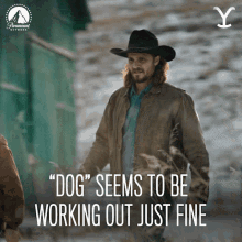 Dog Seems To Be Working Out Just Fine Kayce Dutton GIF - Dog Seems To Be Working Out Just Fine Kayce Dutton Luke Grimes GIFs