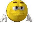 a yellow smiley face is pointing a gun at someone .