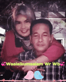 a picture of a man and a woman with the words waalaikumsalam wr wb