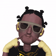 a cartoon of a man wearing sunglasses and headphones making a funny face