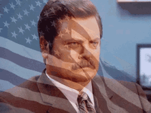 Patriotic Ron Swanson GIF - Patriotic Ron Swanson Flag GIFs