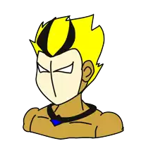 a cartoon drawing of a man with yellow hair