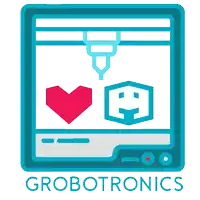 a logo for grobotronics shows a heart and a box