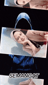 a picture of a woman with the word semangat written below it