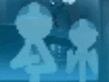 a couple of stick figures standing next to each other with the letter w visible