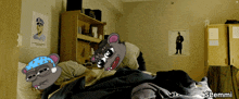 a room with a poster on the wall that says ' i 'm sorry '