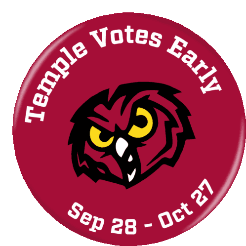 Temple Votes Early Tu Sticker - Temple Votes Early Tu Temple University Stickers