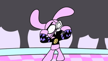 a cartoon bunny with a smiley face on his chest