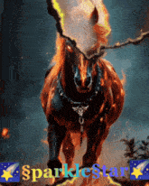 a picture of a burning horse with the words sparklestar written below it