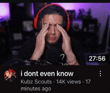 a video of a man with headphones and a caption that says ' i dont even know '