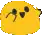 a green cartoon character with a sad face is floating in the air on a white background .