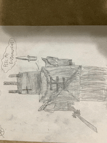 a drawing of a castle with the words feel my environment written on it