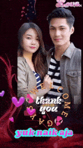 a picture of a man and woman with the words welcome thank you yuknaija