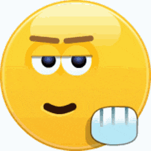 a yellow smiley face is giving a middle finger