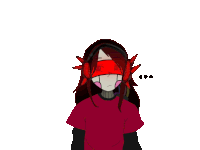 a drawing of a girl wearing headphones and blindfolded eyes