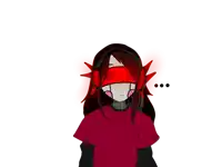 a drawing of a girl wearing headphones and blindfolded eyes