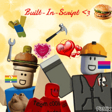 a picture of two roblox characters with a hamburger and a heart that says my heart on it