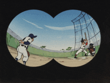 a cartoon of a baseball player getting ready to hit a ball