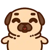 a cartoon drawing of a pug dog with its tongue hanging out