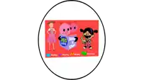 a poster for pbs kids shows a girl and two pigs