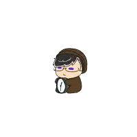 a cartoon of a person holding a clock with the number 1 on the face