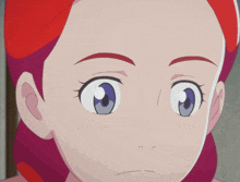 a cartoon girl with red hair and blue eyes