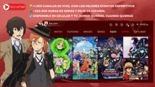 a screenshot of a tele latino app with a cartoon character