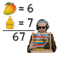 a man is holding an abacus in front of a math problem