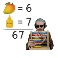 a man is holding an abacus in front of a math problem