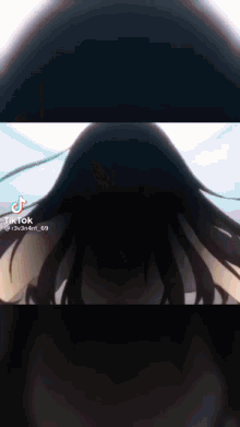 a tiktok video of a woman 's face with long hair