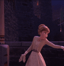 anna and elsa from frozen ii are standing next to each other